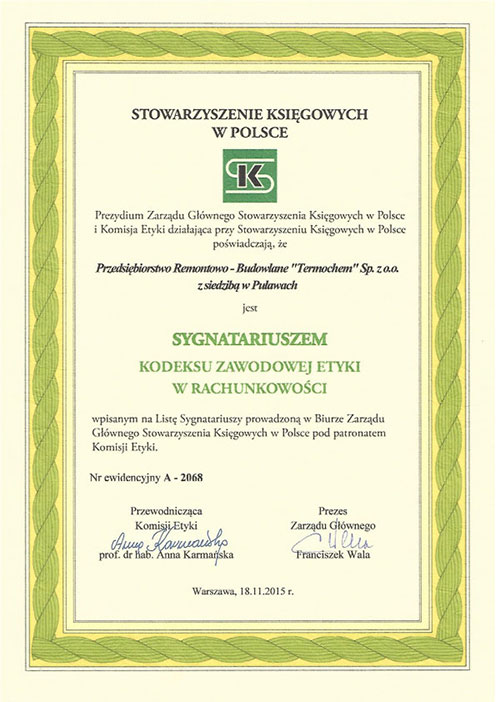 Certyfikat Stowarzyszenia Księgowych w Polsce